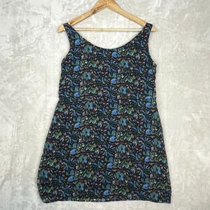 Vintage Havana Sleeveless Mini Dress Size Medium Peacock Print Boho Party